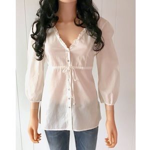 CALVIN KLEIN BOHO WHITE COTTON BLOUSE